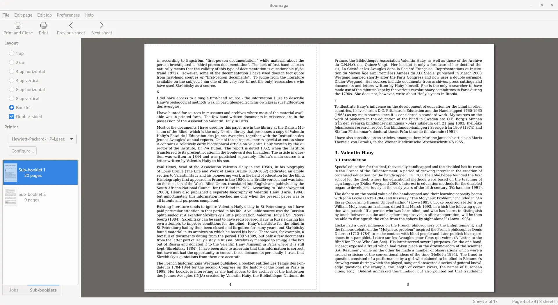 Interface de Boomaga